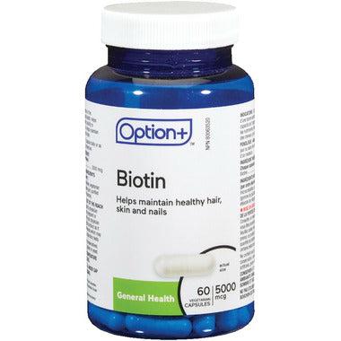 Option+ Biotine 5000mcg 60 gélules végétariennes