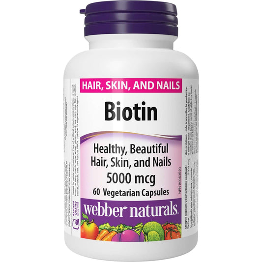 Webber Naturals Biotine 5000mcg 60 gélules végétariennes