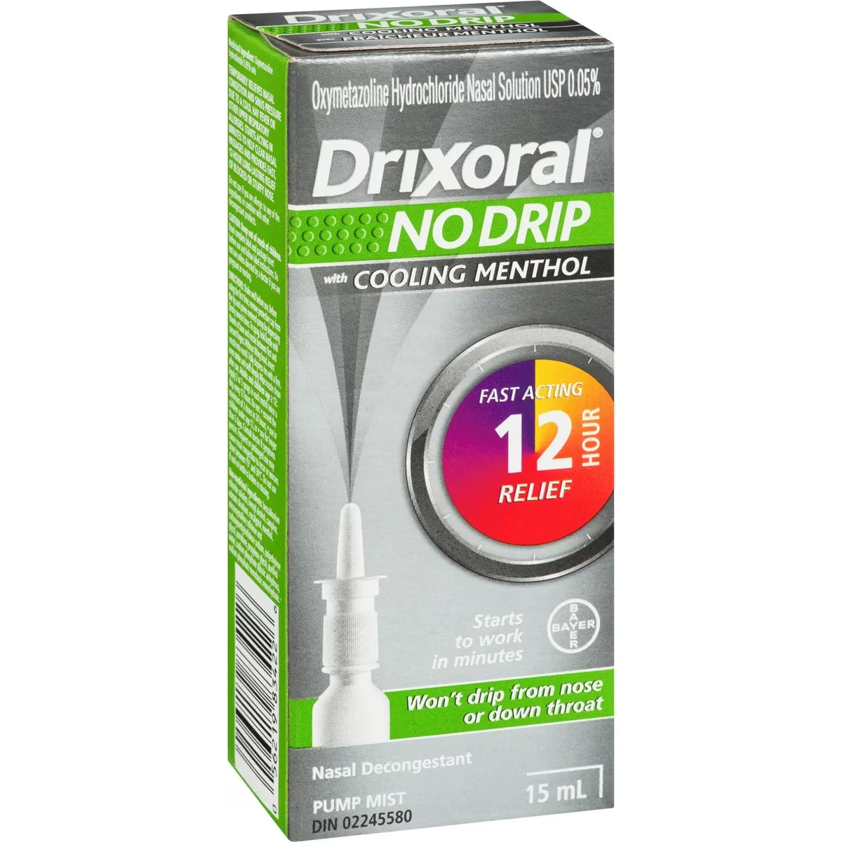 Drixoral No Drip Cool Menthol Spray, Cooling Sensation with 12 Hour Relief, 15ml product detail