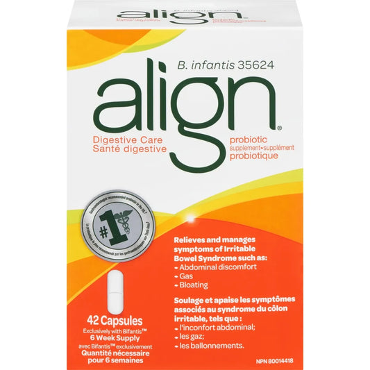 Align Probiotics, Daily Probiotic Supplement for Digestive Care, 42 vegetarian capsules 42 count front package