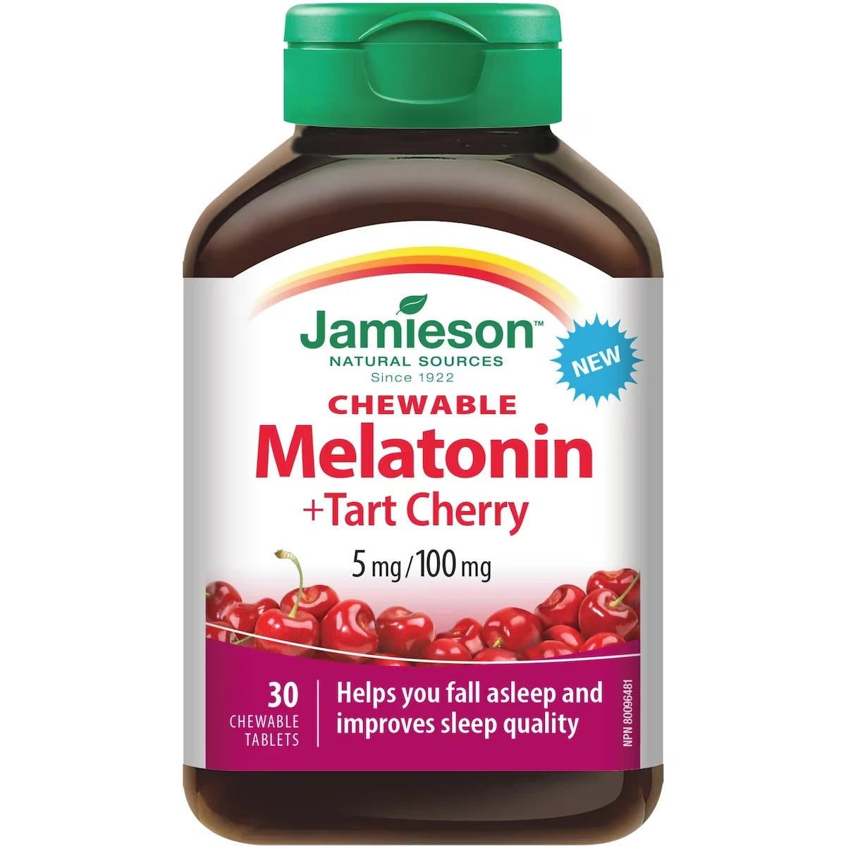 Jamieson Chewable Melatonin + Tart Cherry front package