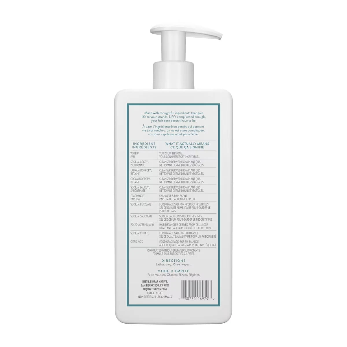 Native Hair Cashmere & Rain Strenghthening Shampoo front package