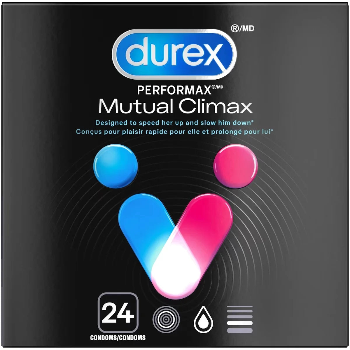 Durex Mutual Climax Condoms, Ribbed and Dotted with Delay Gel front package