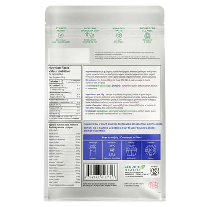 Genuine Health fermented organic vegan proteins+ unflavoured 10 serve gusset bag product detail