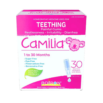 Boiron Camilia Relieves Teething Symptoms front package
