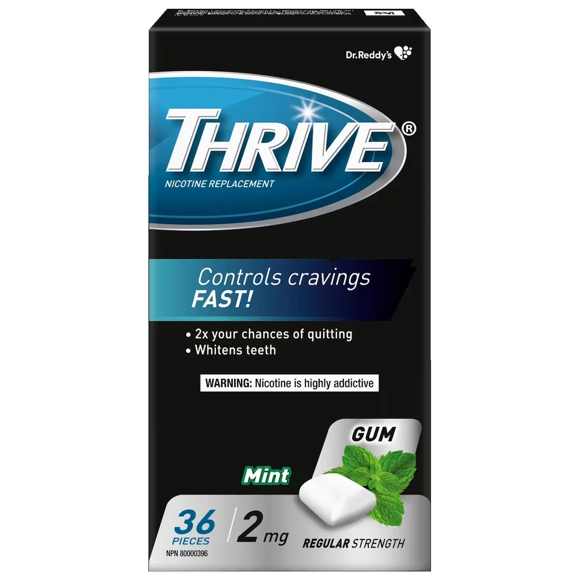 Thrive Gum 2mg, Mint 36 Pieces front package