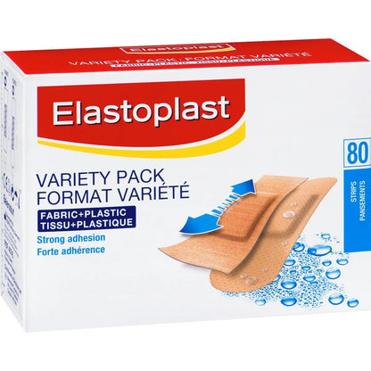 Elastoplast Fabric + Plastic, 80 Strips Variety Pack product detail