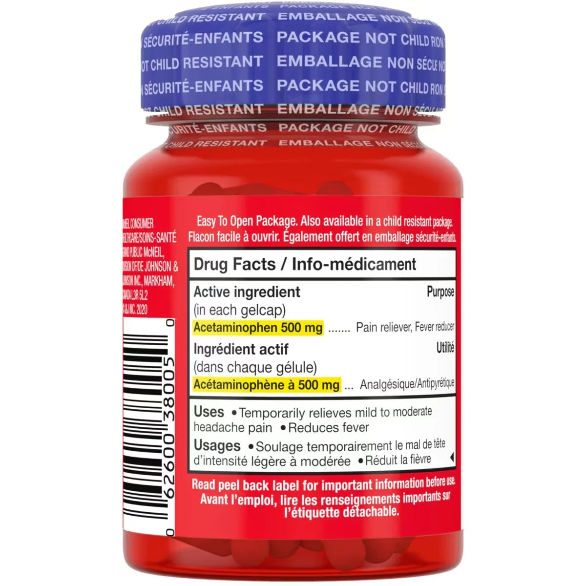 Tylenol Extra Strength Pain Relief Acetaminophen 500mg Rapid Release Gels, 120 Count product detail