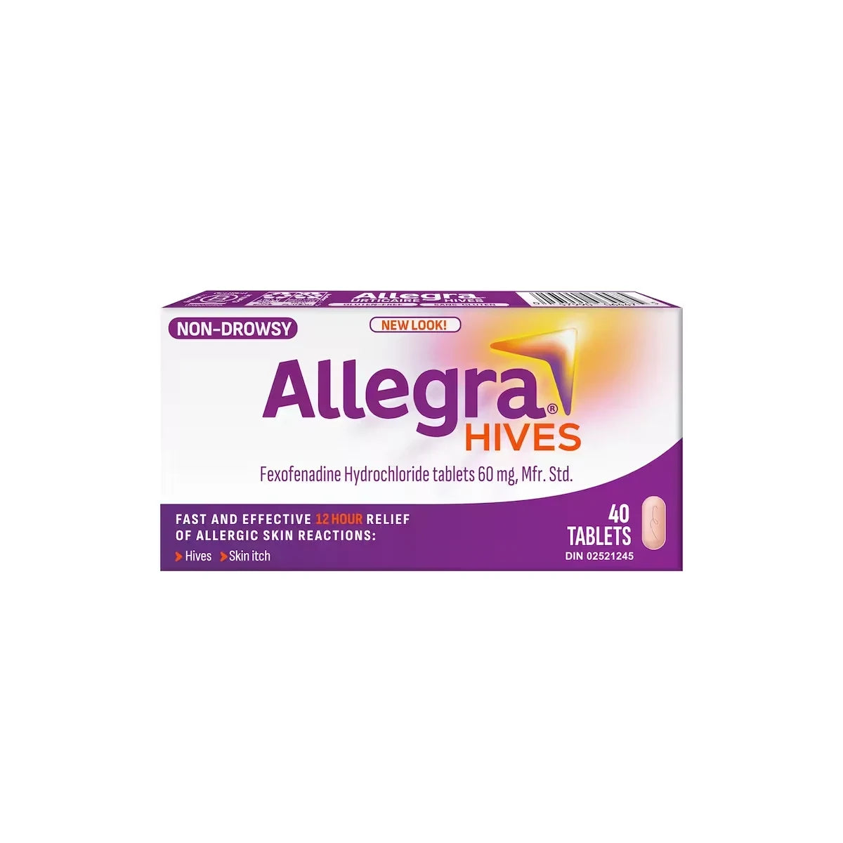Allegra Hives, 60 mg, 40 Tablets product package