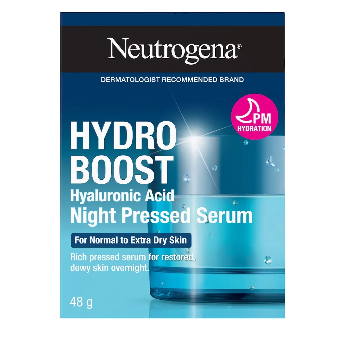 Neutrogena Hydro Boost Night Pressed Hyaluronic Acid Serum front package