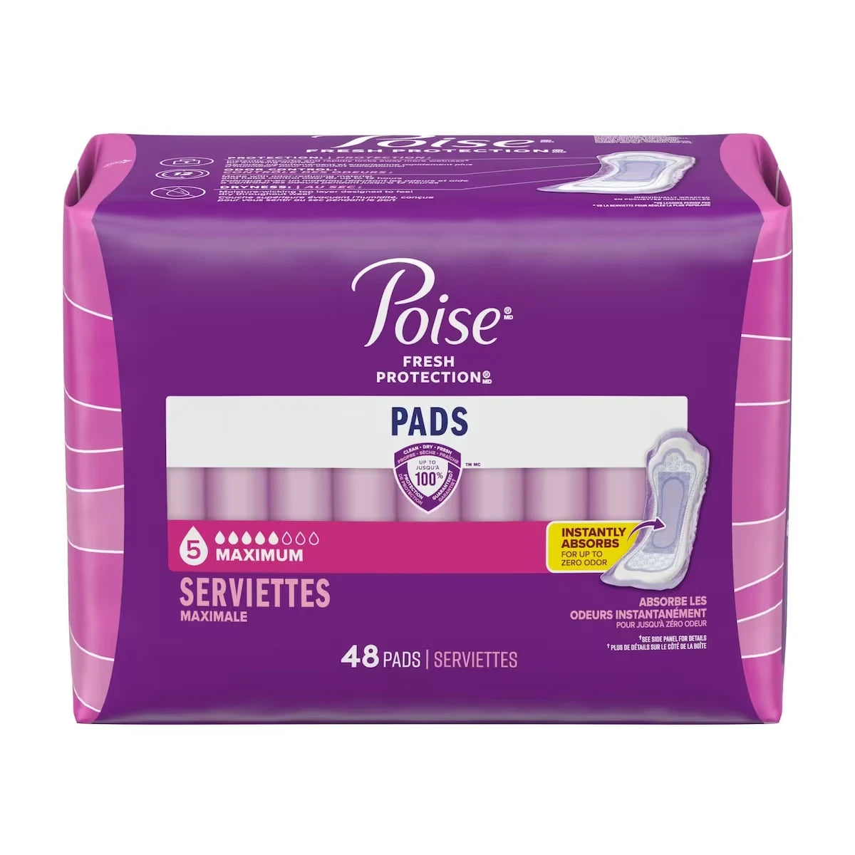 Poise Incontinence Pads, Maximum Absorbency, Regular product detail