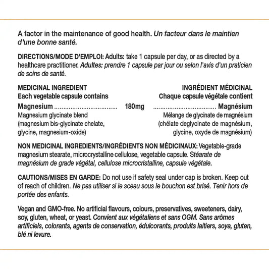 Orange Naturals Magnesium Glycinate 180MG product detail