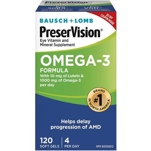 PreserVision Eye Vitamins and Supplements Omega-3 Formula front package