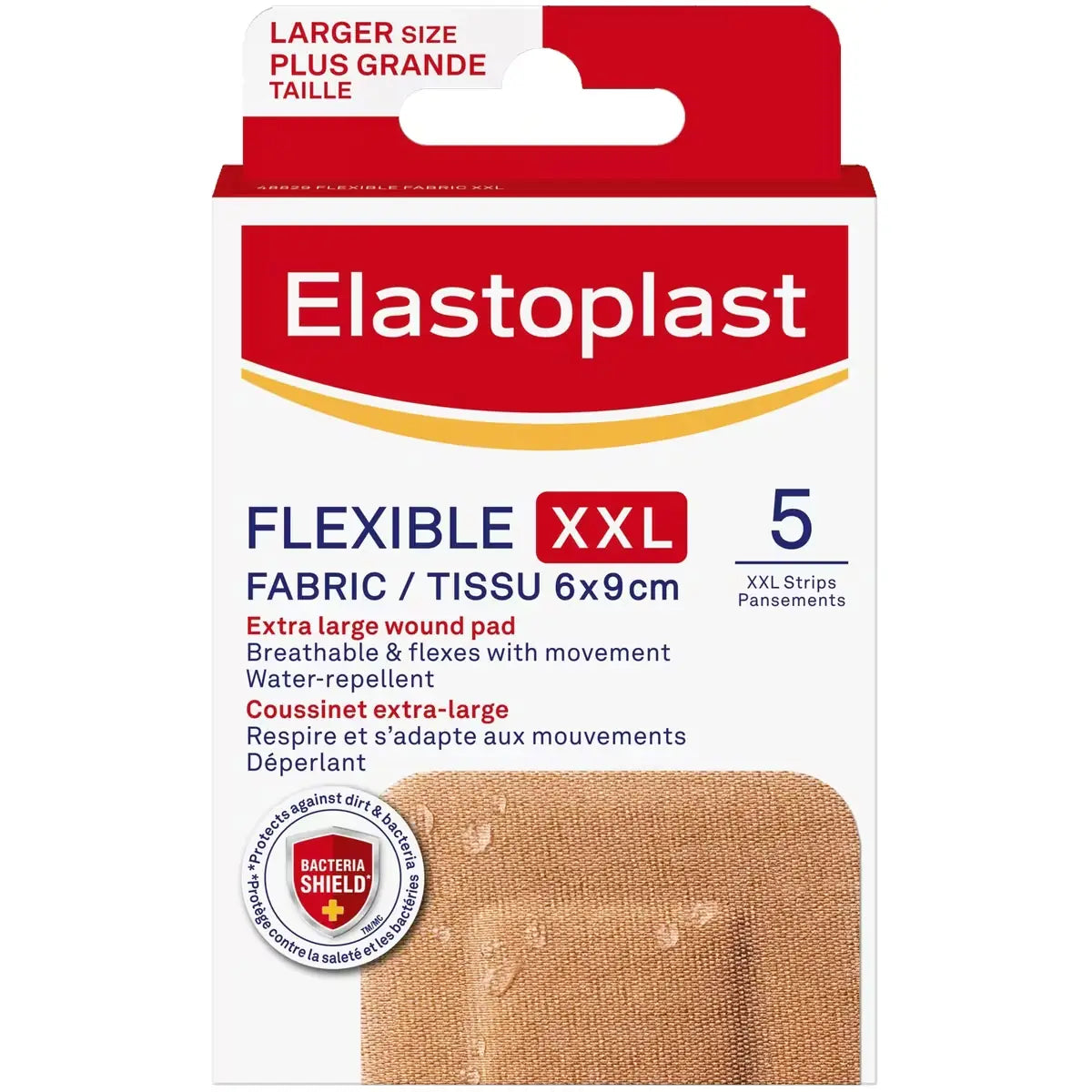 Elastoplast Flexible Fabric XXL Adhesive Bandages front package