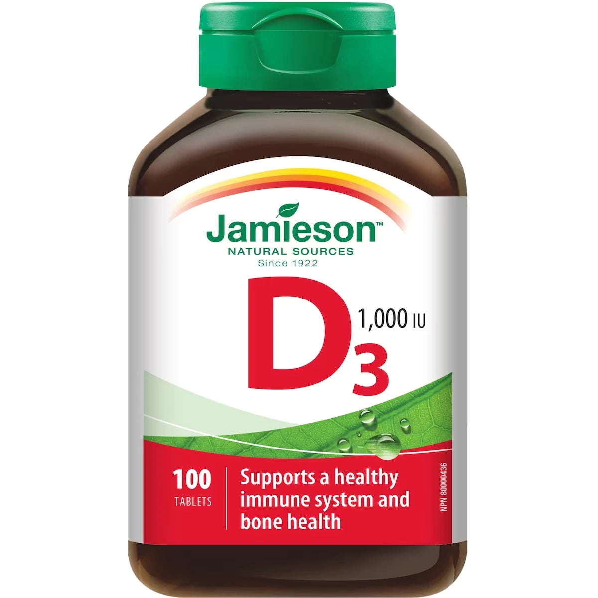 Jamieson Premium Vitamin D 1,000 IU Tablets front package