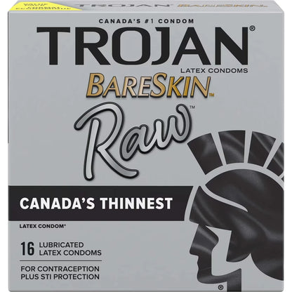 Trojan BareSkin Raw Lubricated Condoms front package