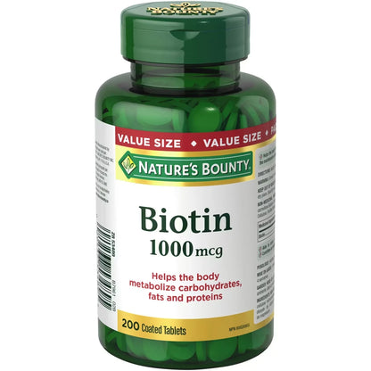 Natures Bounty Biotin, Helps metabolize carbs, fats and proteins, 1000mcg front package