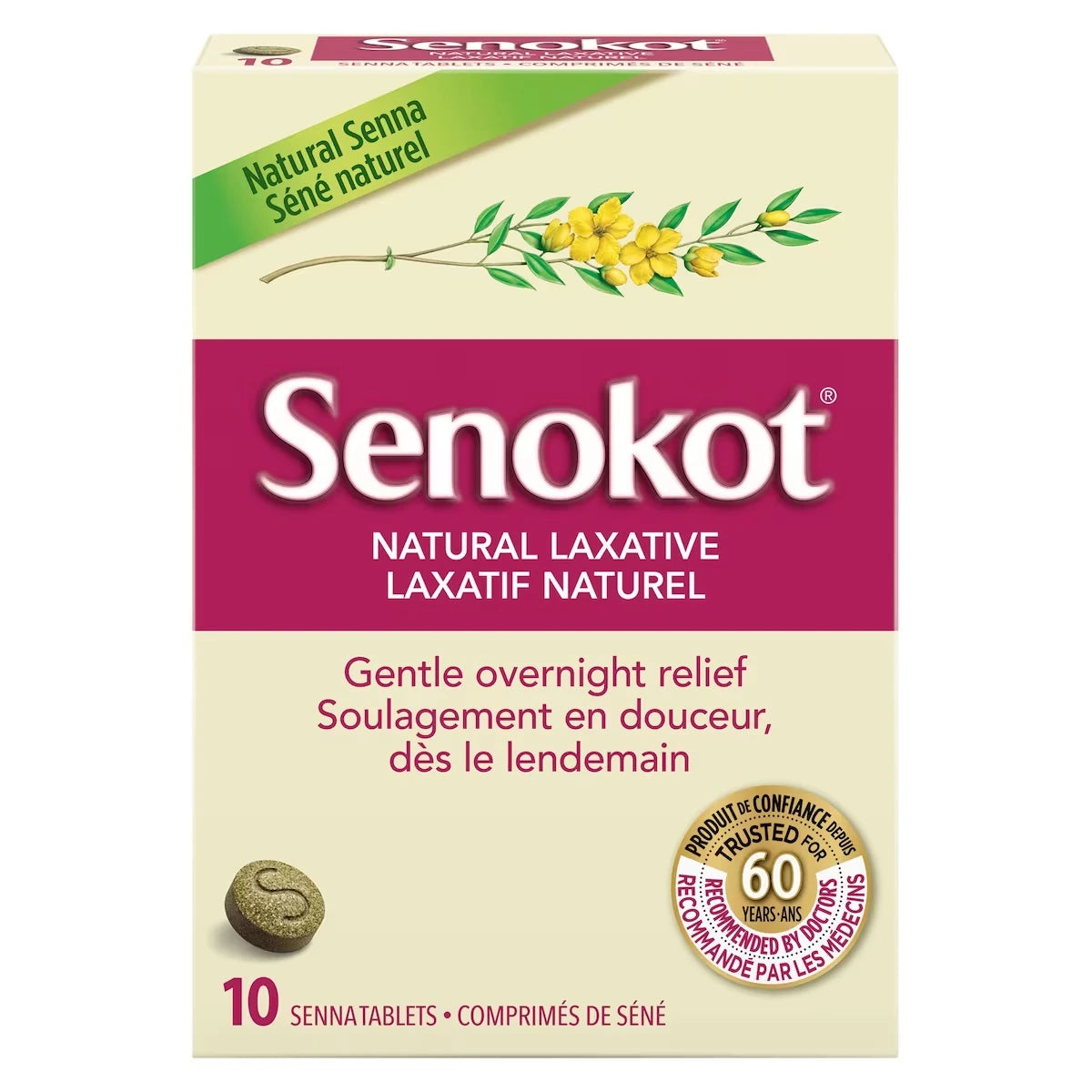 Senokot Natural Laxative 10ct 10 count front package