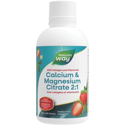 Nature's Way Calcium & Magnesium Citrate 2:1 with Vitamin K2 & Collagen, Strawberry alternate view
