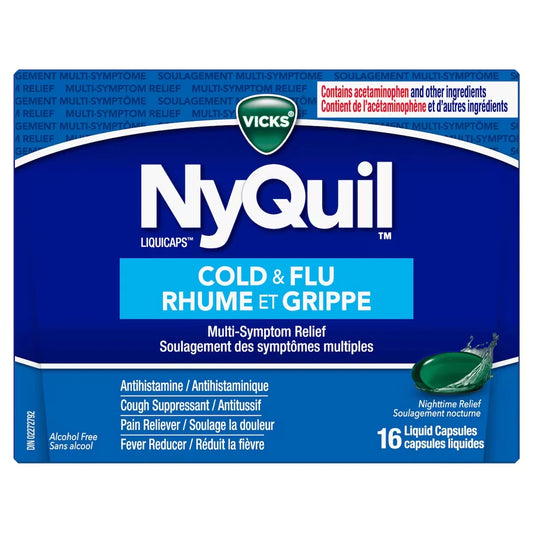 Vicks NyQuil Cold & Flu Multi-Symptom Relief Liquid Capsules, 16 Count product image
