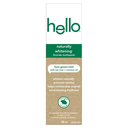 Hello Naturally Whitening Fluoride Toothpaste, Mint front package