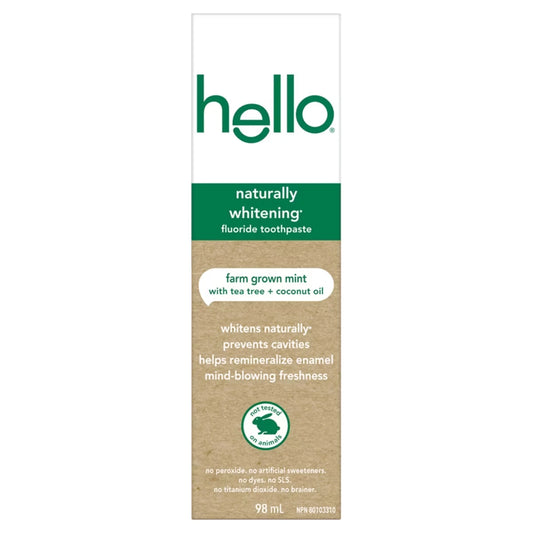 Hello Naturally Whitening Fluoride Toothpaste, Mint front package