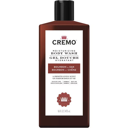 Cremo Bourbon & Oak Body Wash for Men, 473 mL front package