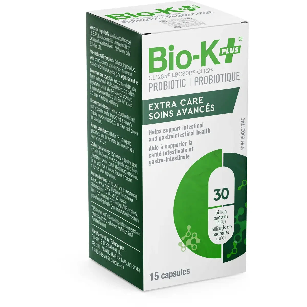 Bio-K Extra Care 30 Billion front package