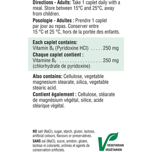 Jamieson Vitamin B6 250 mg (Pyridoxine) product detail