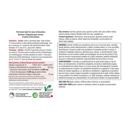 Jamieson Women's Health Probiotic Gummies Cranberry Flavour, 60 Count product detail