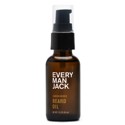 Every Man Jack EMJ Beard Oil Sandalwood front package