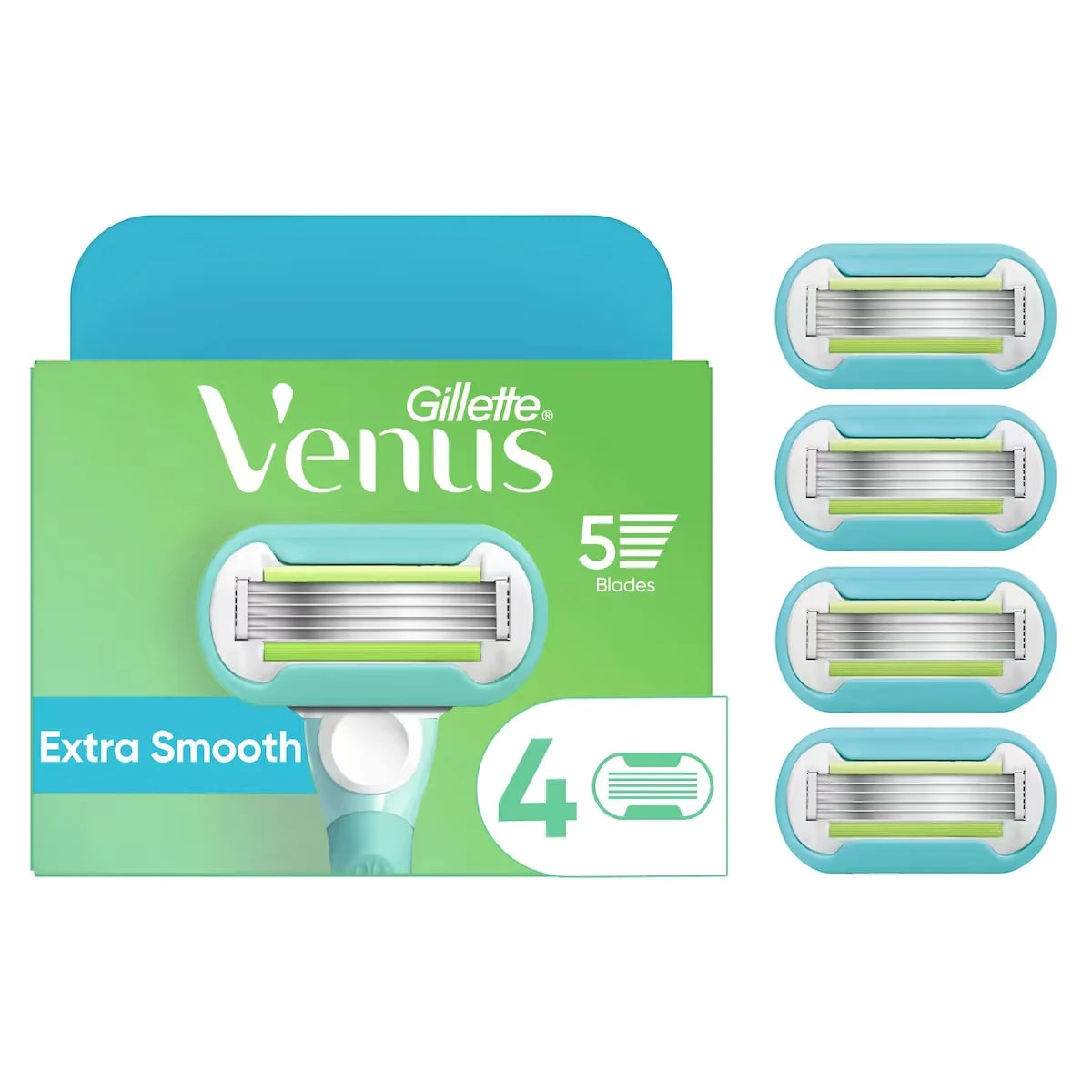 Venus Gillette Extra Smooth Women's Razor Blades, 4 Refills front package