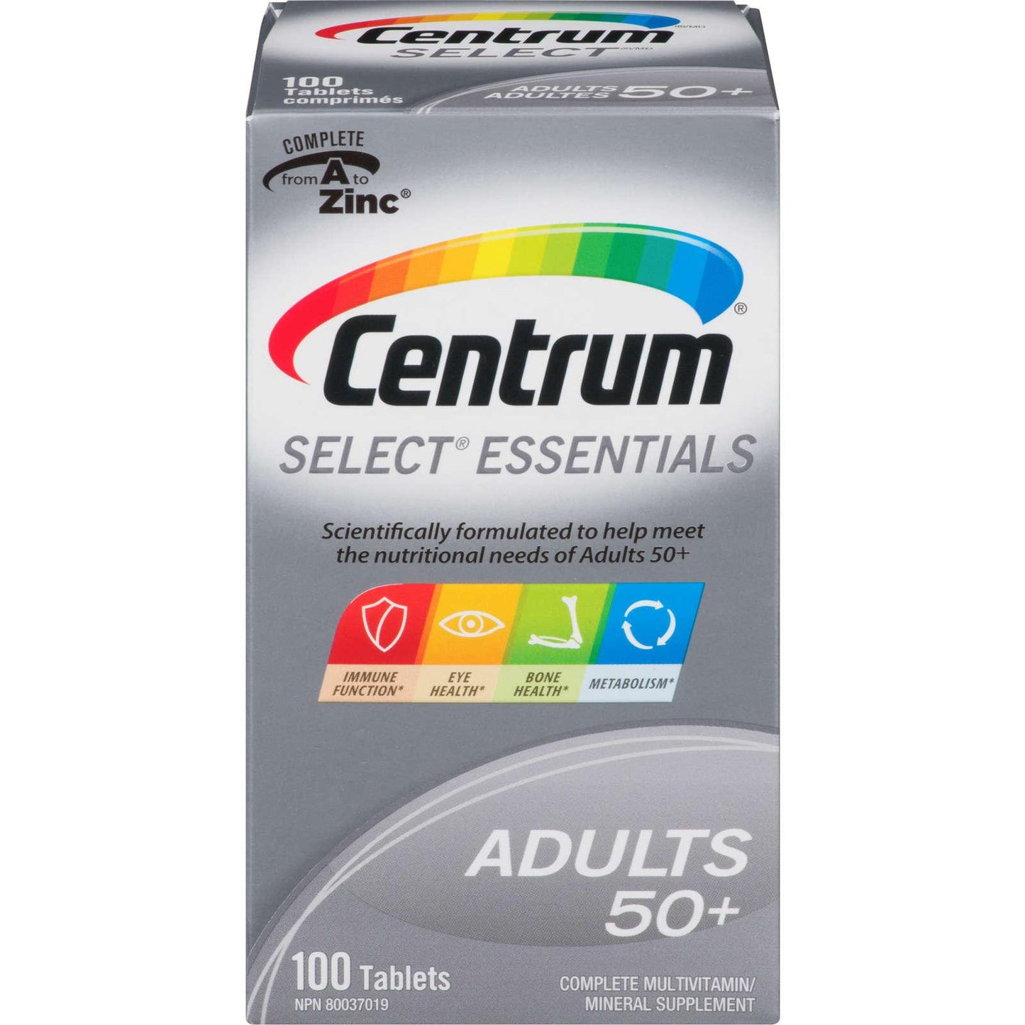 Supplément multivitaminé et minéral Centrum Select Essentials pour adultes de 50 ans et plus