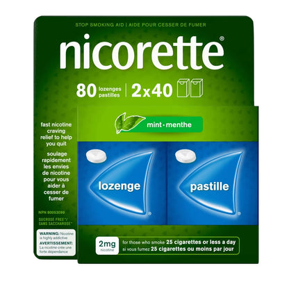 Nicorette Nicotine Lozenges, 2mg, Mint, 80 Count front package