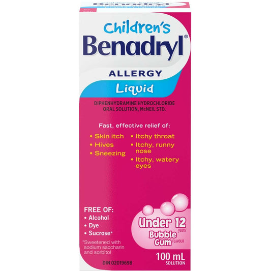 Benadryl Allergie Bubble gum liquide pour enfants 100 ml