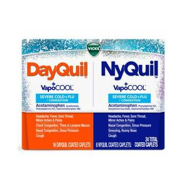 مجموعة DayQuil Complete + NyQuil Complete مع VapoCool Cold&amp;Flu 24 عبوة