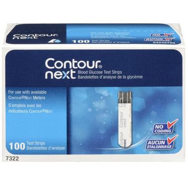 Bandelettes de test de glycémie Contour Next 100 bandelettes