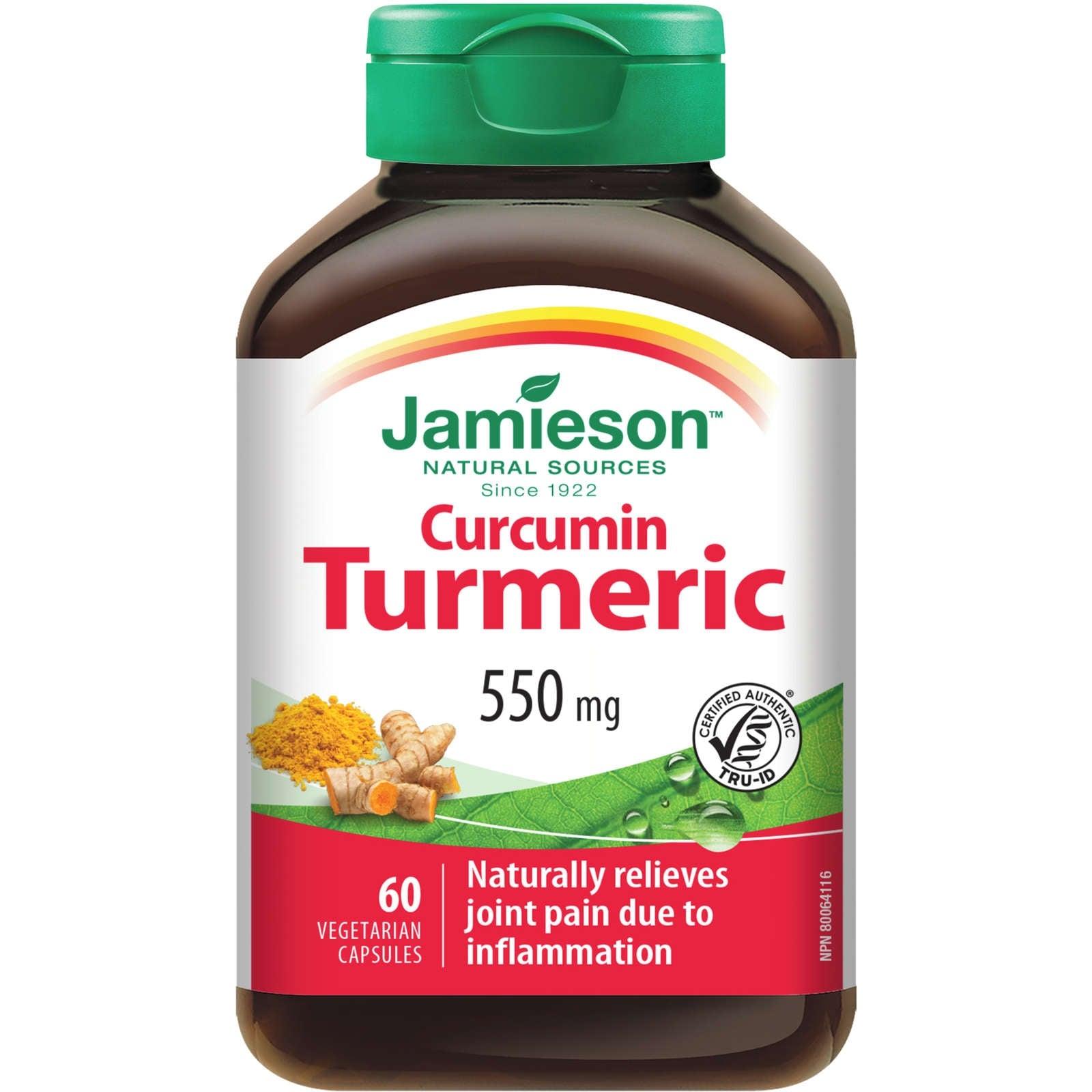 Jamieson Curcumin Turmeric 550mg 60 vegetarian capsules – Rxclinic.ca