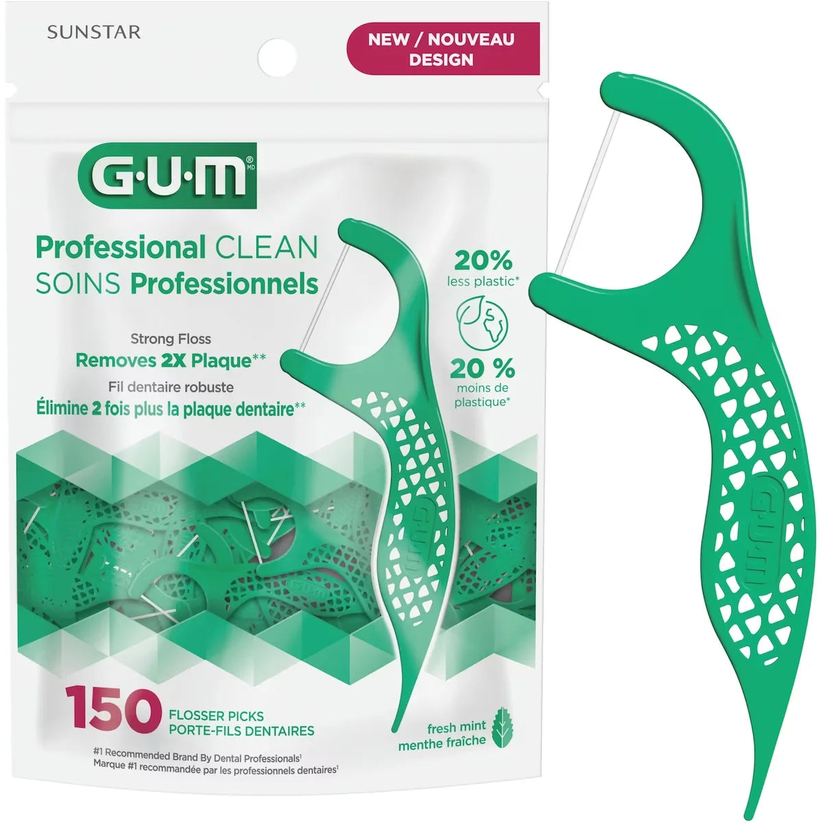 Gum Professional Clean Flossers Picks 150 Unit front package