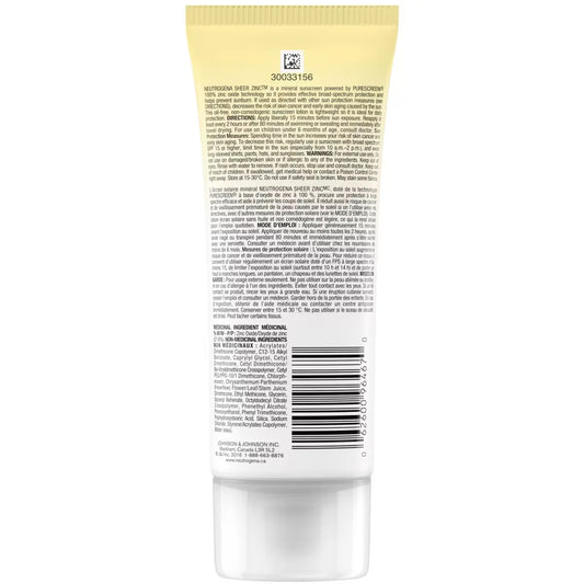 Neutrogena Body Sunscreen SPF 50, Sheer Zinc Mineral Sunscreen product detail