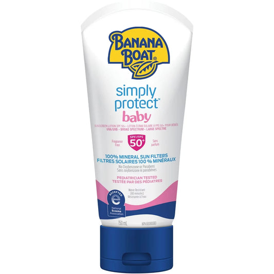 Banana Boat Simply ProtectTM Baby Mineral Sunscreen Lotion Spf 50+ front package