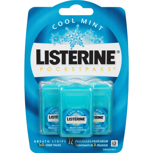 Listerine PocketPaks Breath Strips, Cool Mint 72 Count product image