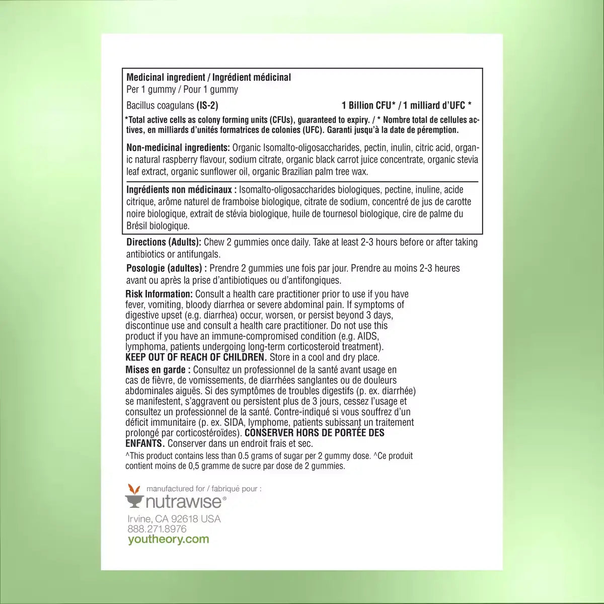 Youtheory Probiotic Gummies Zero Sugar product detail