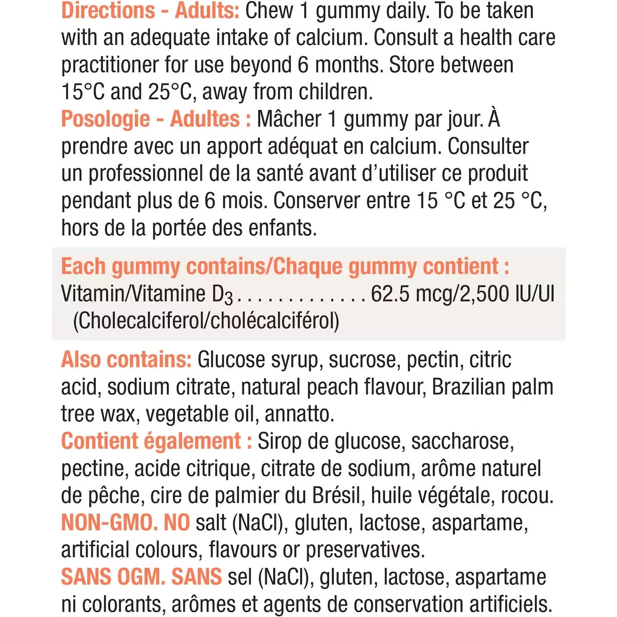 Jamieson Vitamin D 2500 IU Gummy product detail