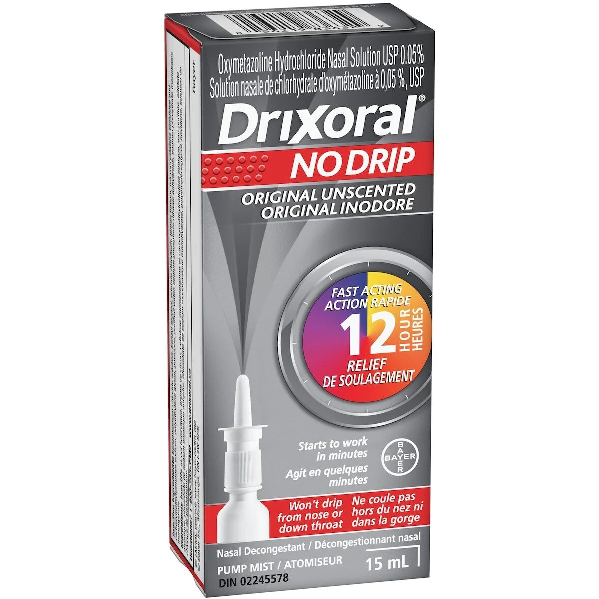 Drixoral No Drip Original Unscented Spray, Helps Relieve Nasal Congestion, 15ml product detail