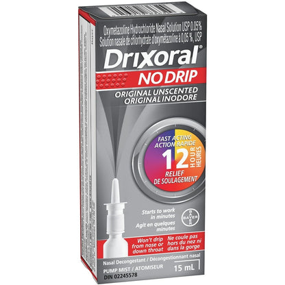 Drixoral No Drip Original Unscented Spray, Helps Relieve Nasal Congestion, 15ml product detail