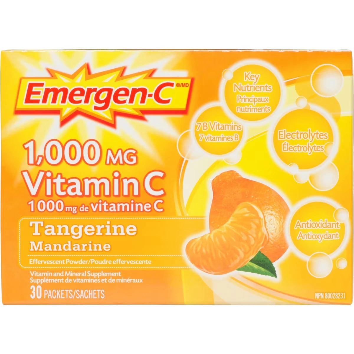 Emergen-C Vitamin C & Mineral Supplement Fizzy Drink Mix, Tangerine front package