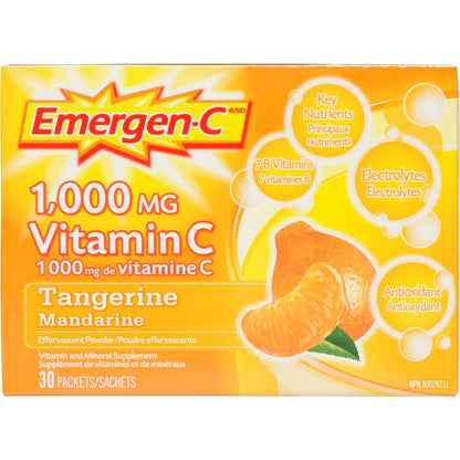 Emergen-C Vitamin C & Mineral Supplement Fizzy Drink Mix, Tangerine front package