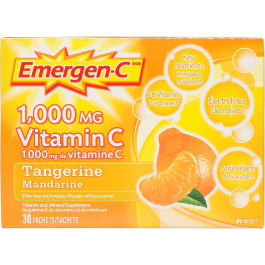Emergen-C Vitamin C & Mineral Supplement Fizzy Drink Mix, Tangerine front package