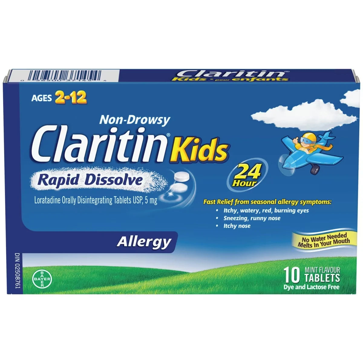 Claritin Kids Allergy Medicine Loratadine Tablets front package